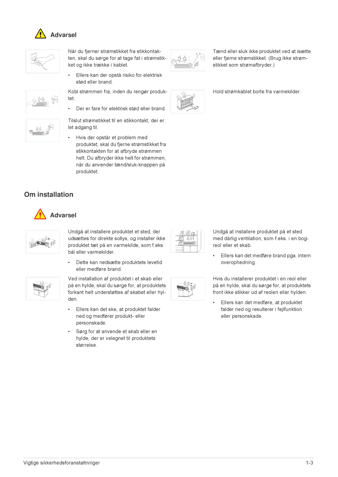 Samsung SP2553XWX/EN, SP2553WWX/EN manual Om installation 