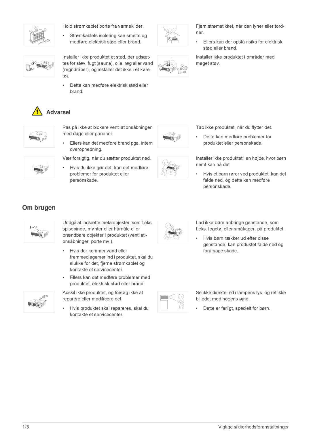 Samsung SP2553WWX/EN, SP2553XWX/EN manual Om brugen 