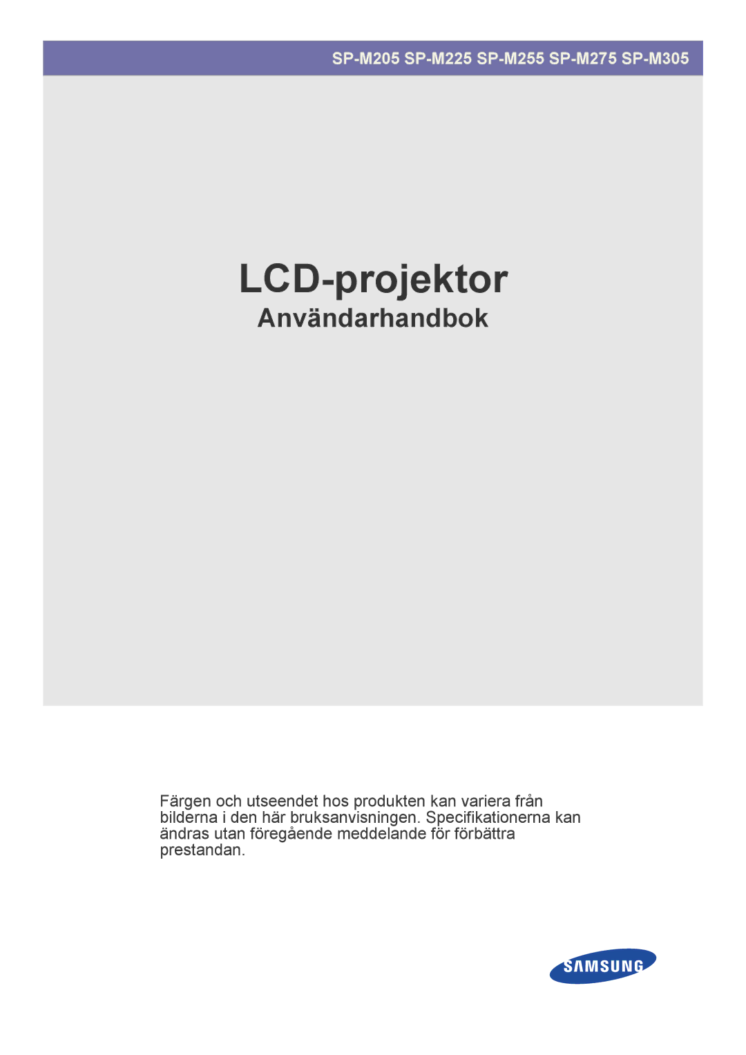 Samsung SP2553XWX/EN, SP2553WWX/EN manual LCD-projektor 