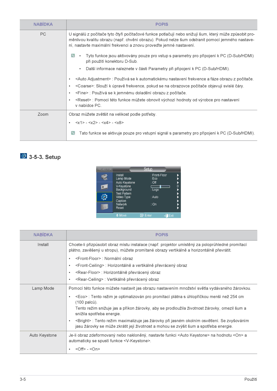 Samsung SP2253XWCX/EN, SP2553XWCX/EN manual Setup 