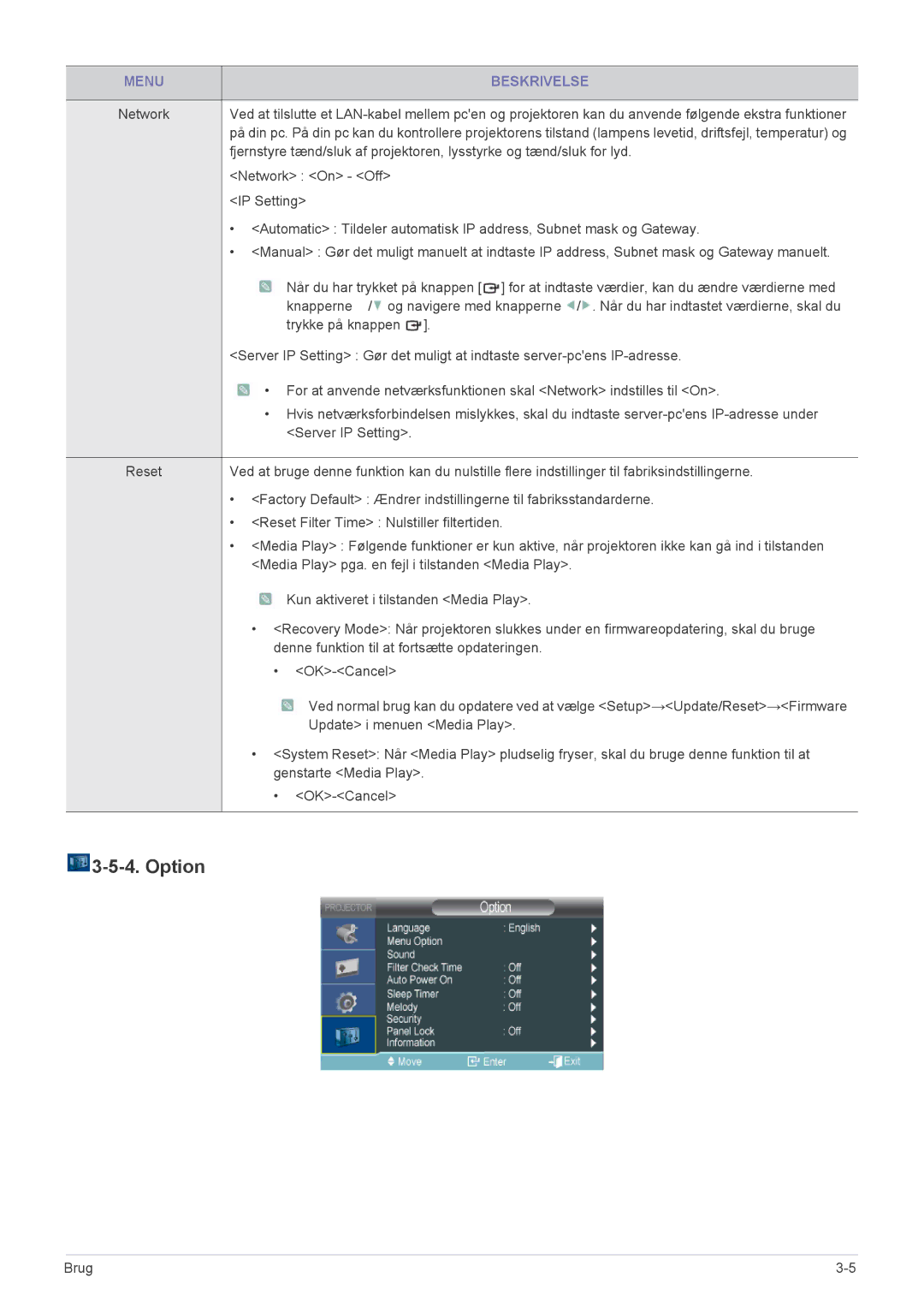 Samsung SP2553XWCX/EN manual Option 