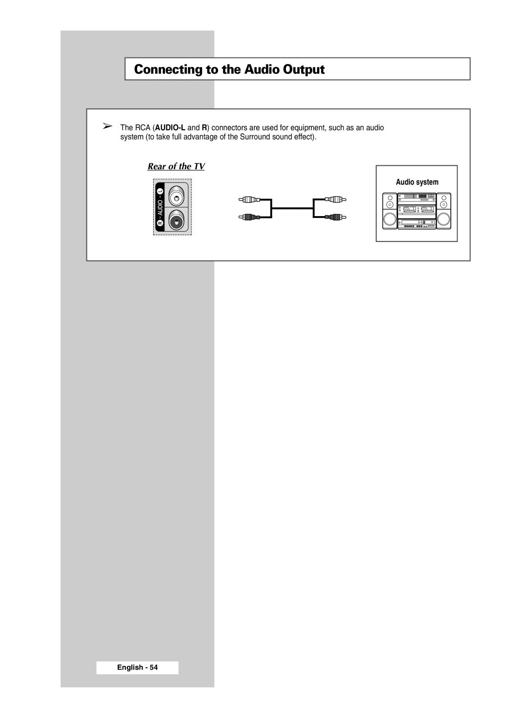 Samsung SP4202 manual Connecting to the Audio Output 