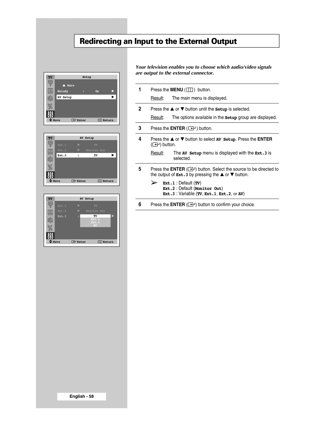 Samsung SP4202 manual Redirecting an Input to the External Output 