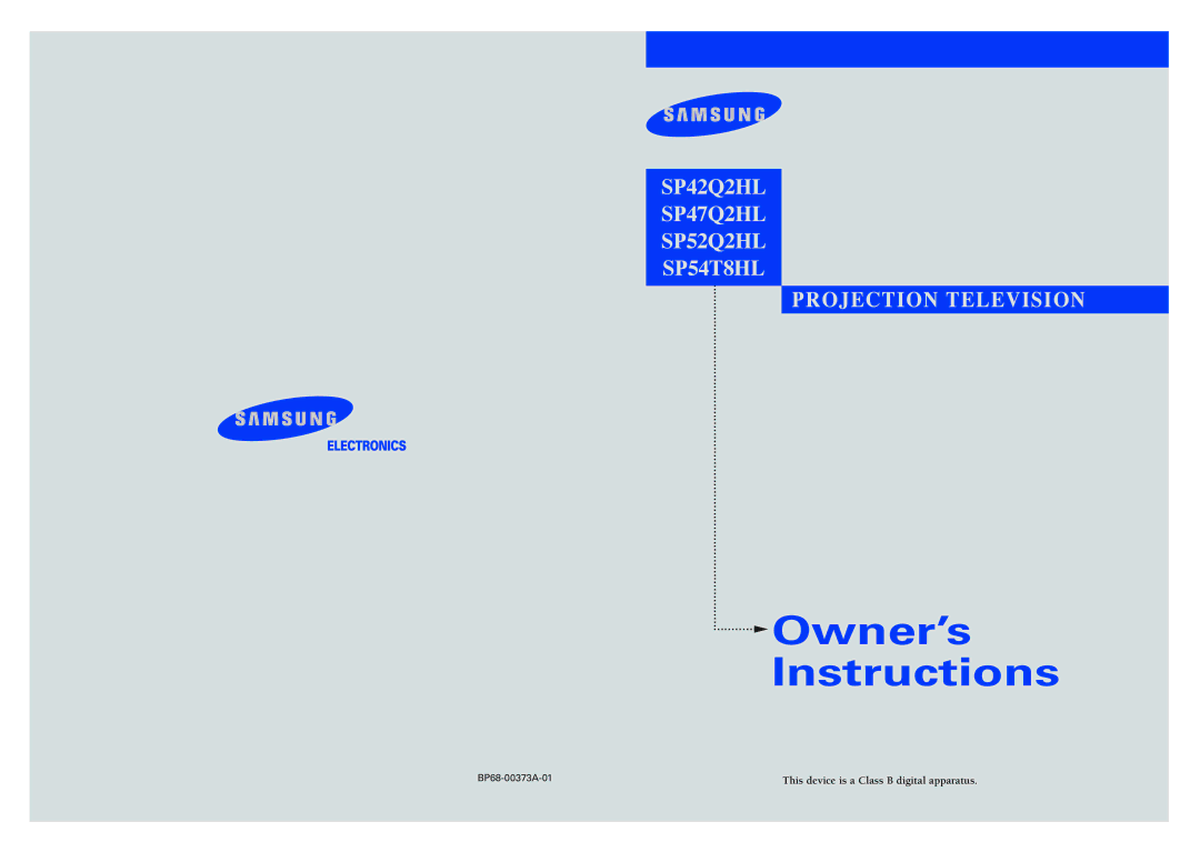 Samsung SP42Q2HL manual Instructions 