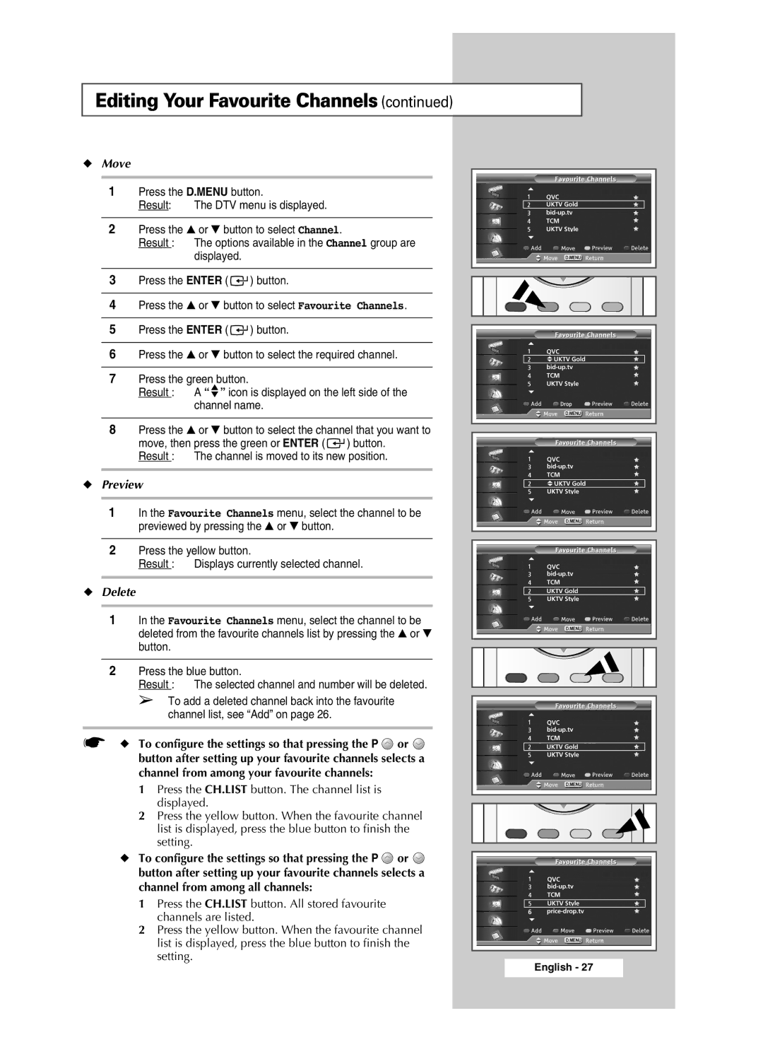 Samsung SP43Q5 manual Move, Preview, Delete 