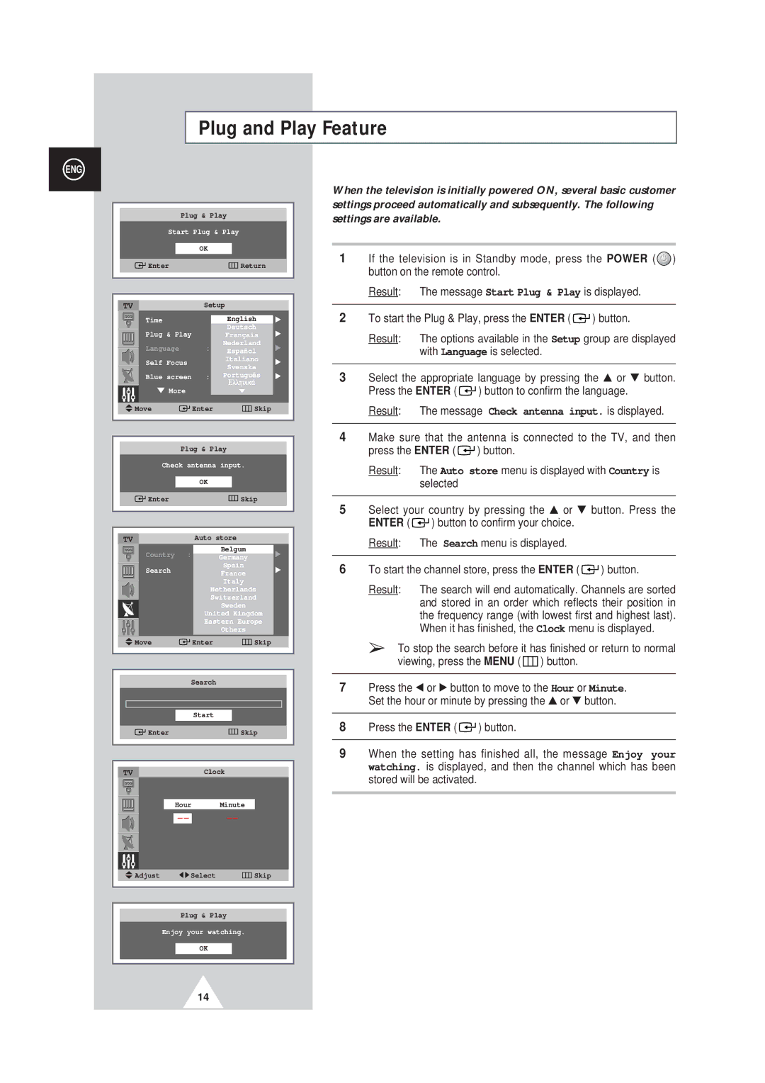 Samsung SP42Q2, SP43W6 manual Plug and Play Feature, Time 