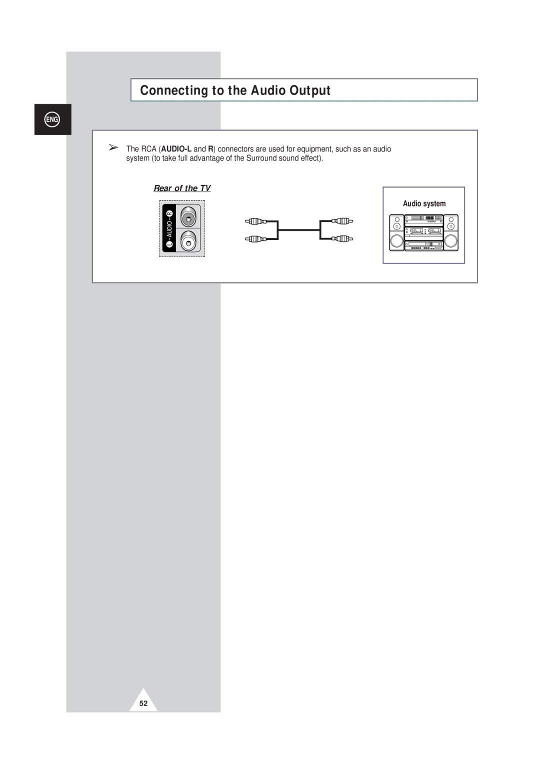 Samsung SP42Q2, SP43W6 manual Connecting to the Audio Output 