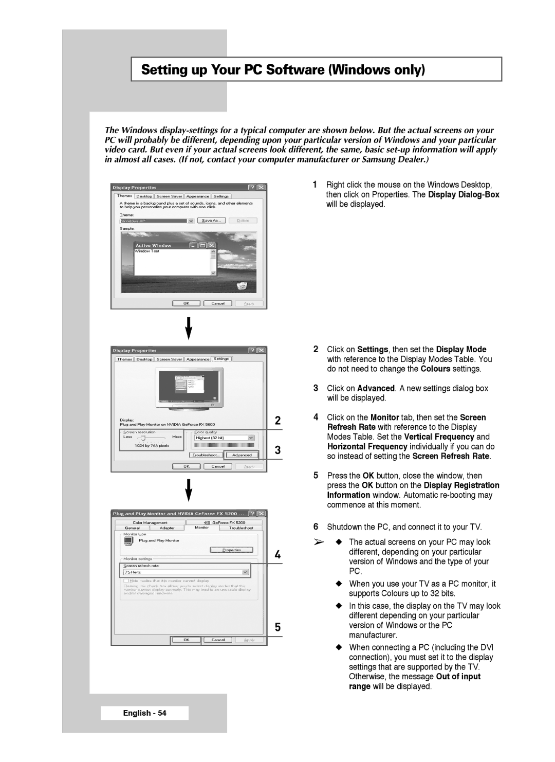 Samsung SP46L3HX, SP50L3HX, SP61L3HX manual Setting up Your PC Software Windows only 