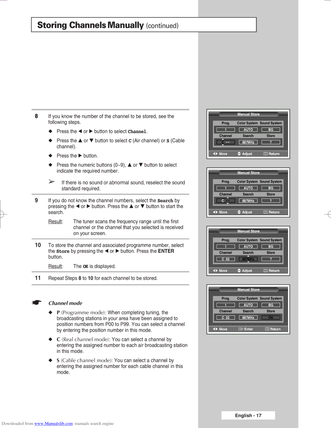 Samsung SP56L6HX, SP46L6HX, SP50L6HX, SP67L6HX, SP61L6HX manual Channel mode 