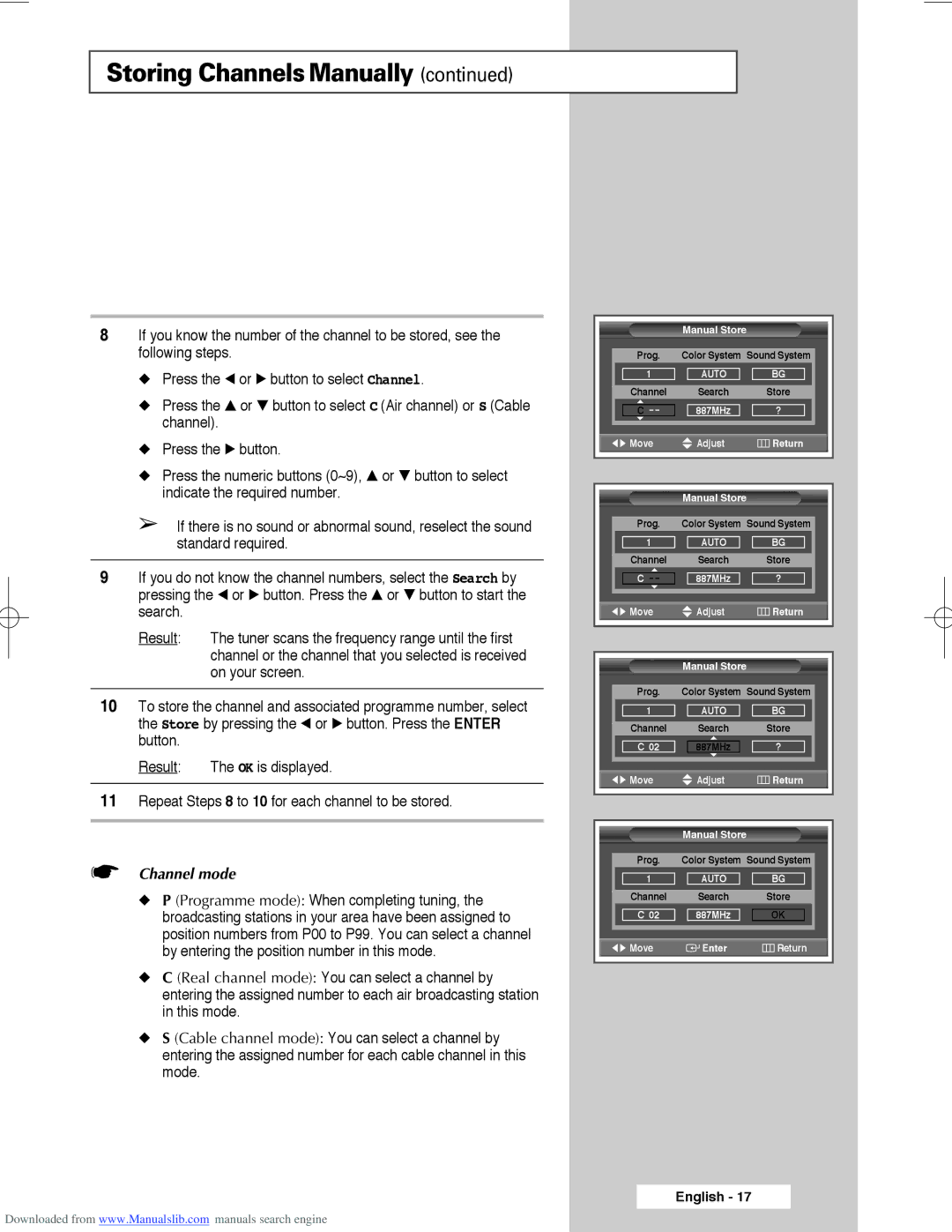 Samsung SP56L3HX, SP50L3HX, SP61L3HX manual Channel mode 