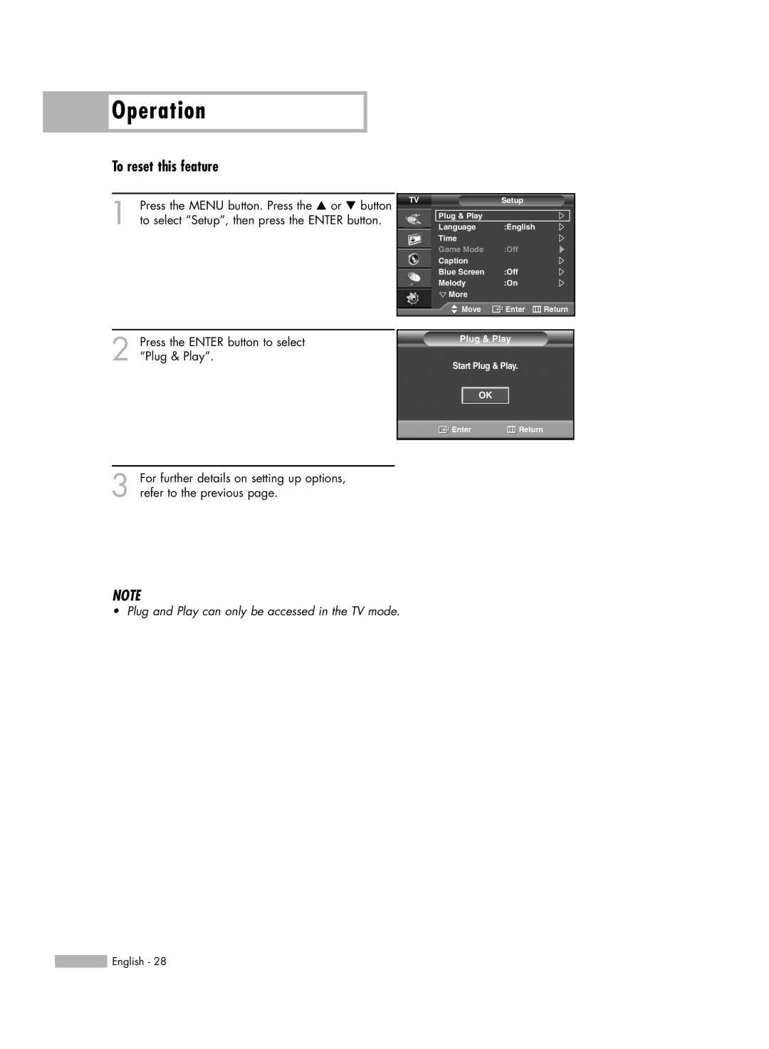 Samsung SP50L6HV manual To reset this feature 