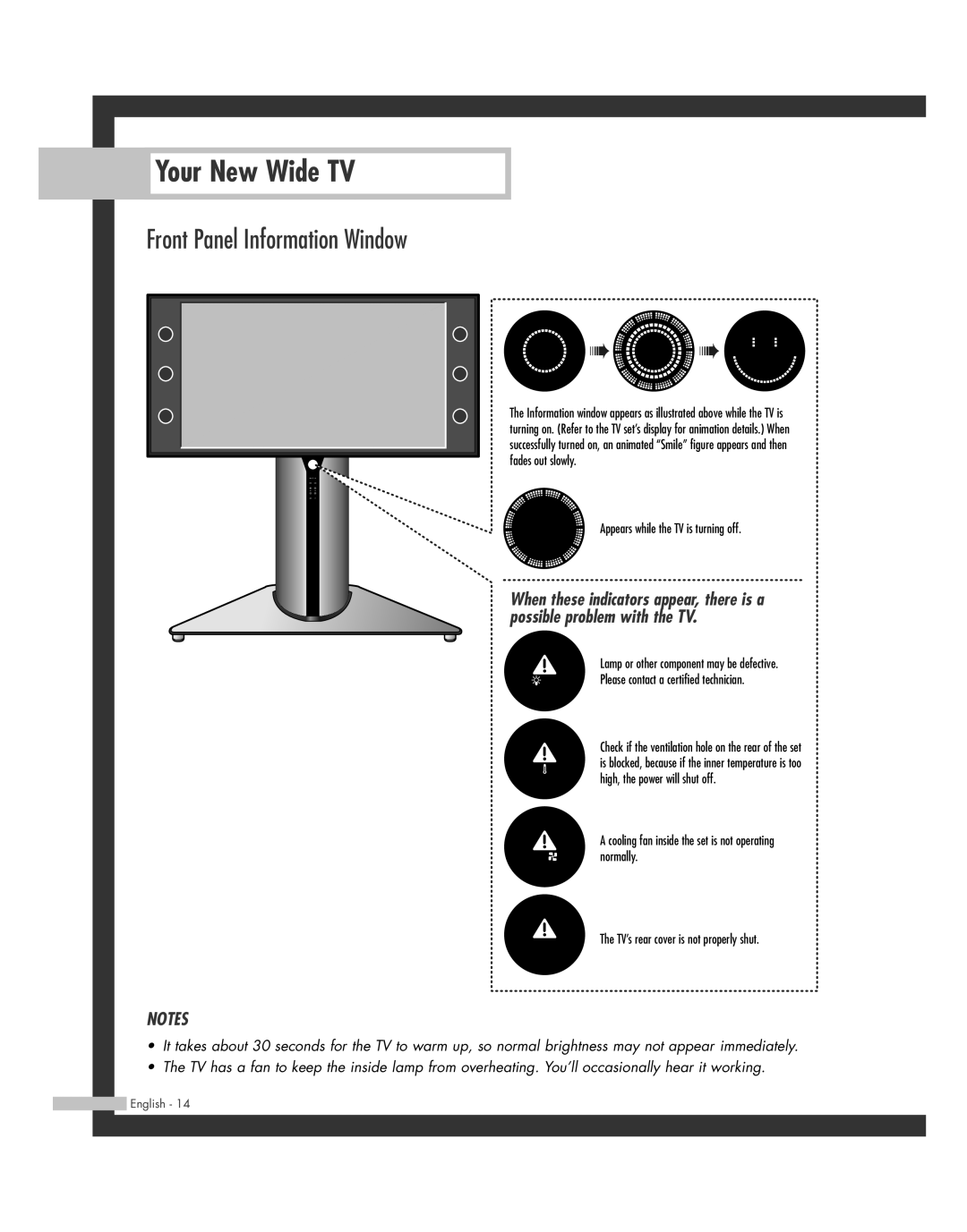 Samsung SP50L7HD manual Front Panel Information Window 