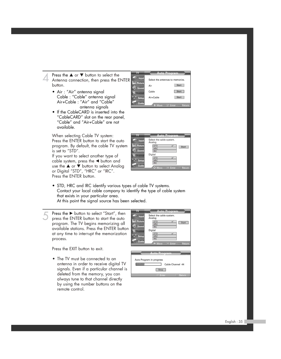 Samsung SP50L7HD manual Auto Program 