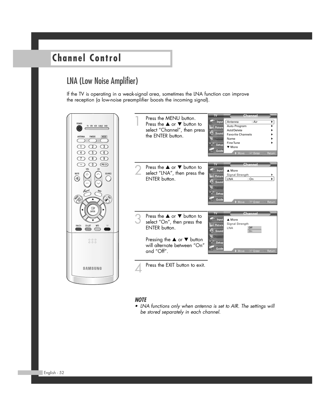 Samsung SP50L7HD manual LNA Low Noise Amplifier 