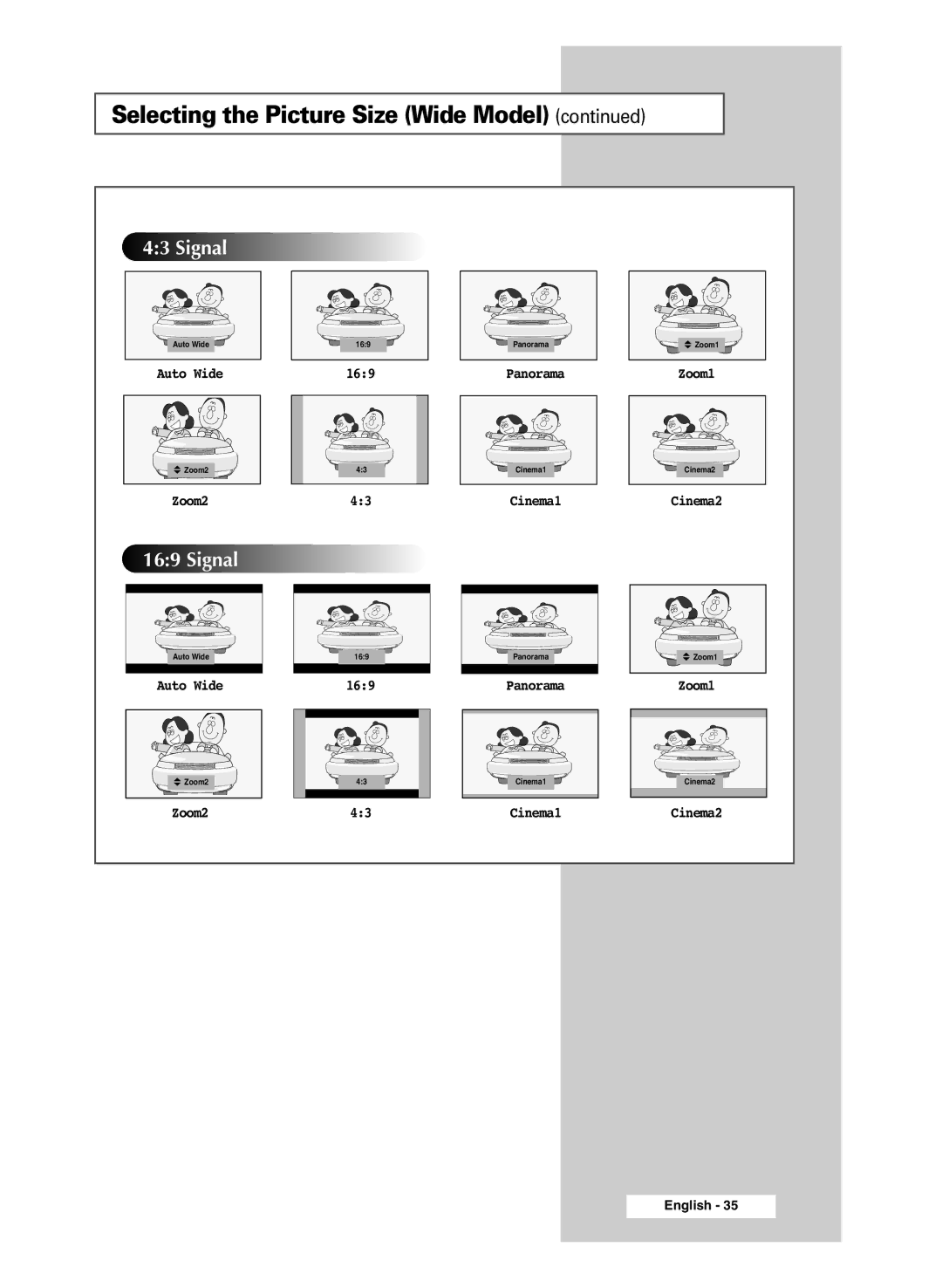 Samsung SP43R1, SP54R1, SP47Q5 manual Auto Wide 169 Panorama 