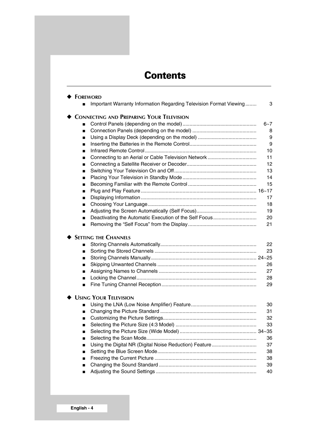 Samsung SP47Q5, SP54R1, SP43R1 manual Contents 