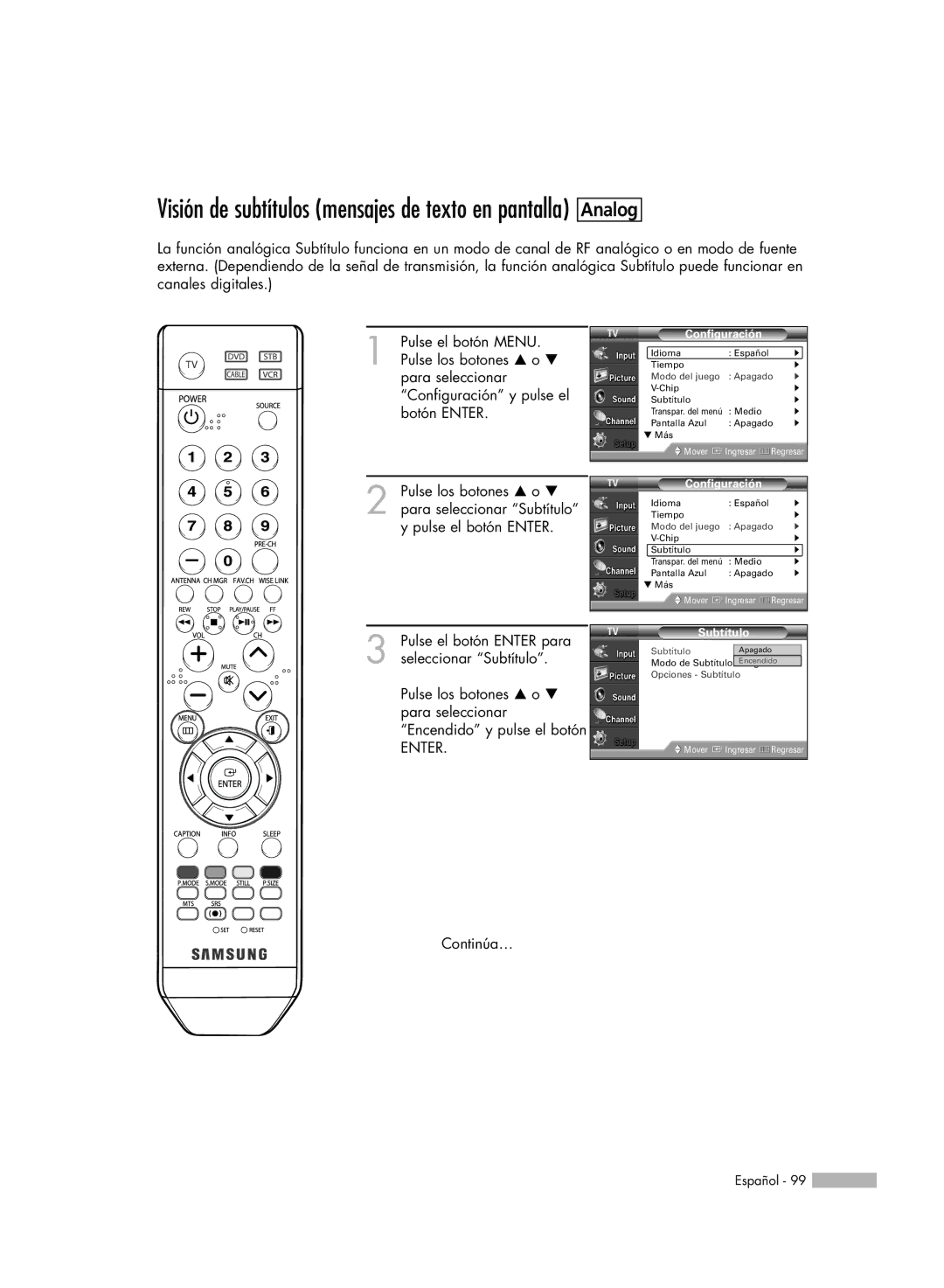 Samsung SP56K3HD, SP-61K3HD, SP-50K3HD manual Subtítulo 