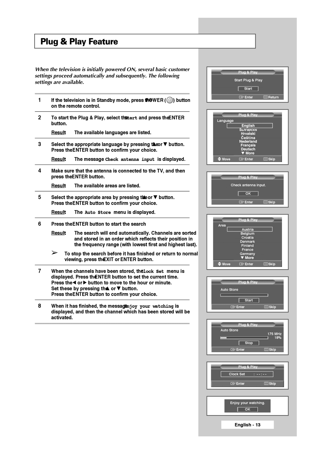 Samsung SP50L7HX, SP56L7HX manual Plug & Play Feature 