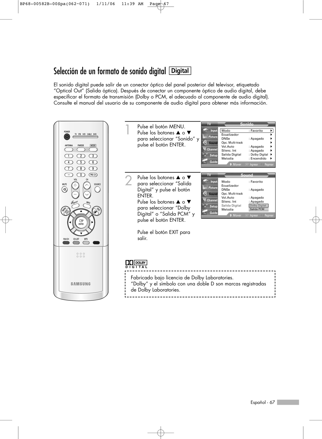 Samsung SP50L6HN, SP61L6HN, SP56L6HN, SP42L6HN, SP46L6HN manual Sound 