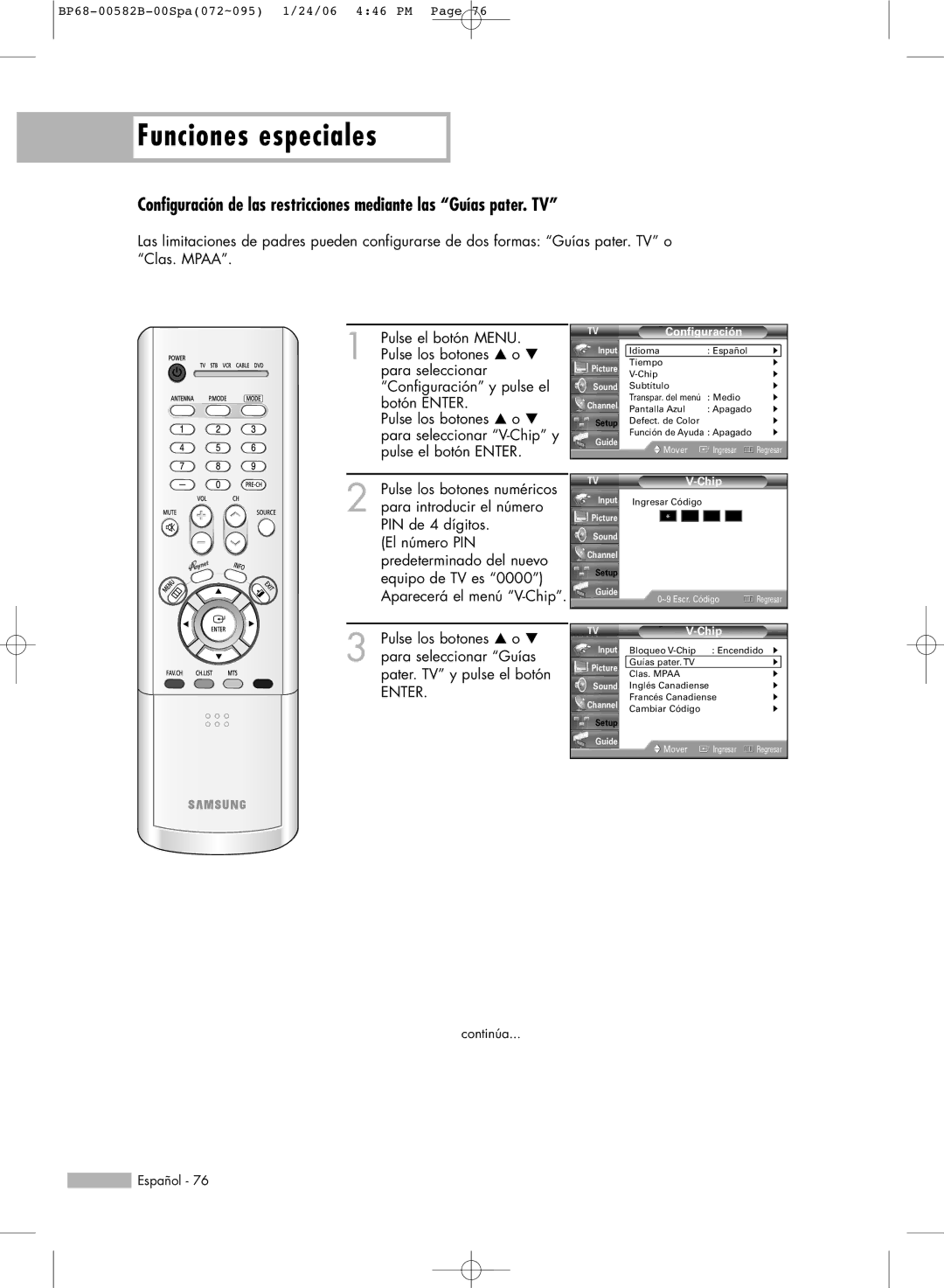 Samsung SP56L6HN, SP61L6HN, SP50L6HN, SP42L6HN, SP46L6HN manual Equipo de TV es 