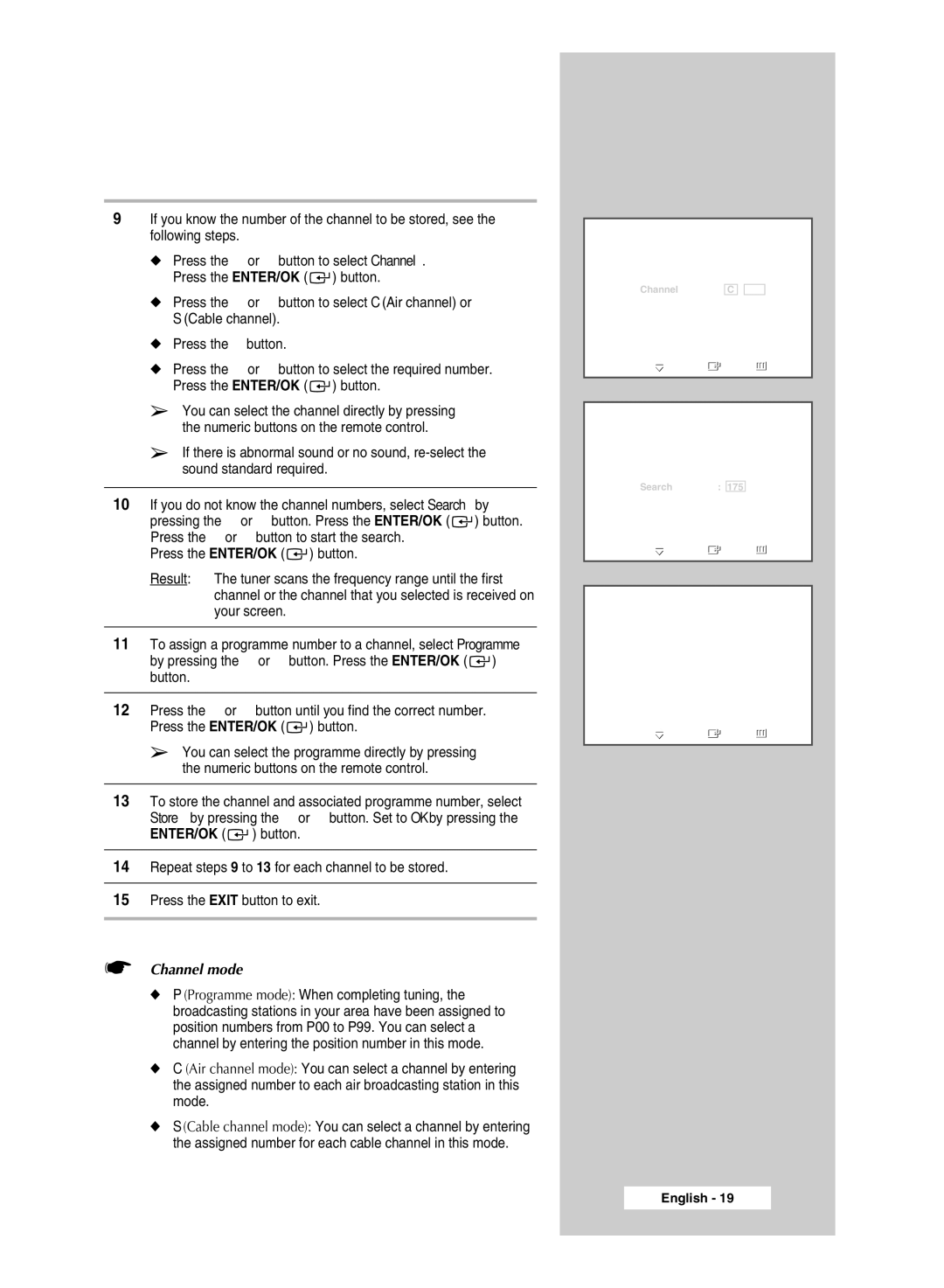 Samsung SP50L6HD, SP67L6HD manual Channel mode 