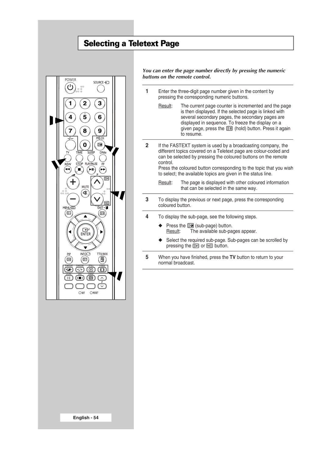 Samsung SP 61L6HV Enter the three-digit page number given in the content by, Pressing the corresponding numeric buttons 