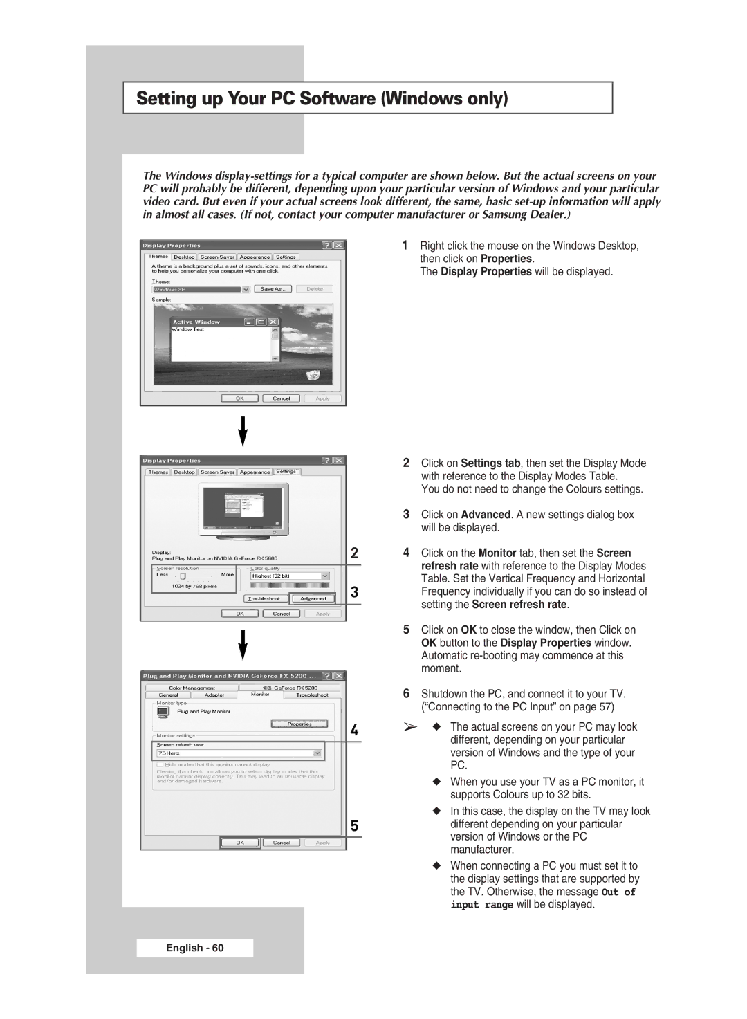 Samsung SP67L6HV, SP56K3HV, SP 61L6HV, SP 46L6HV manual Setting up Your PC Software Windows only 