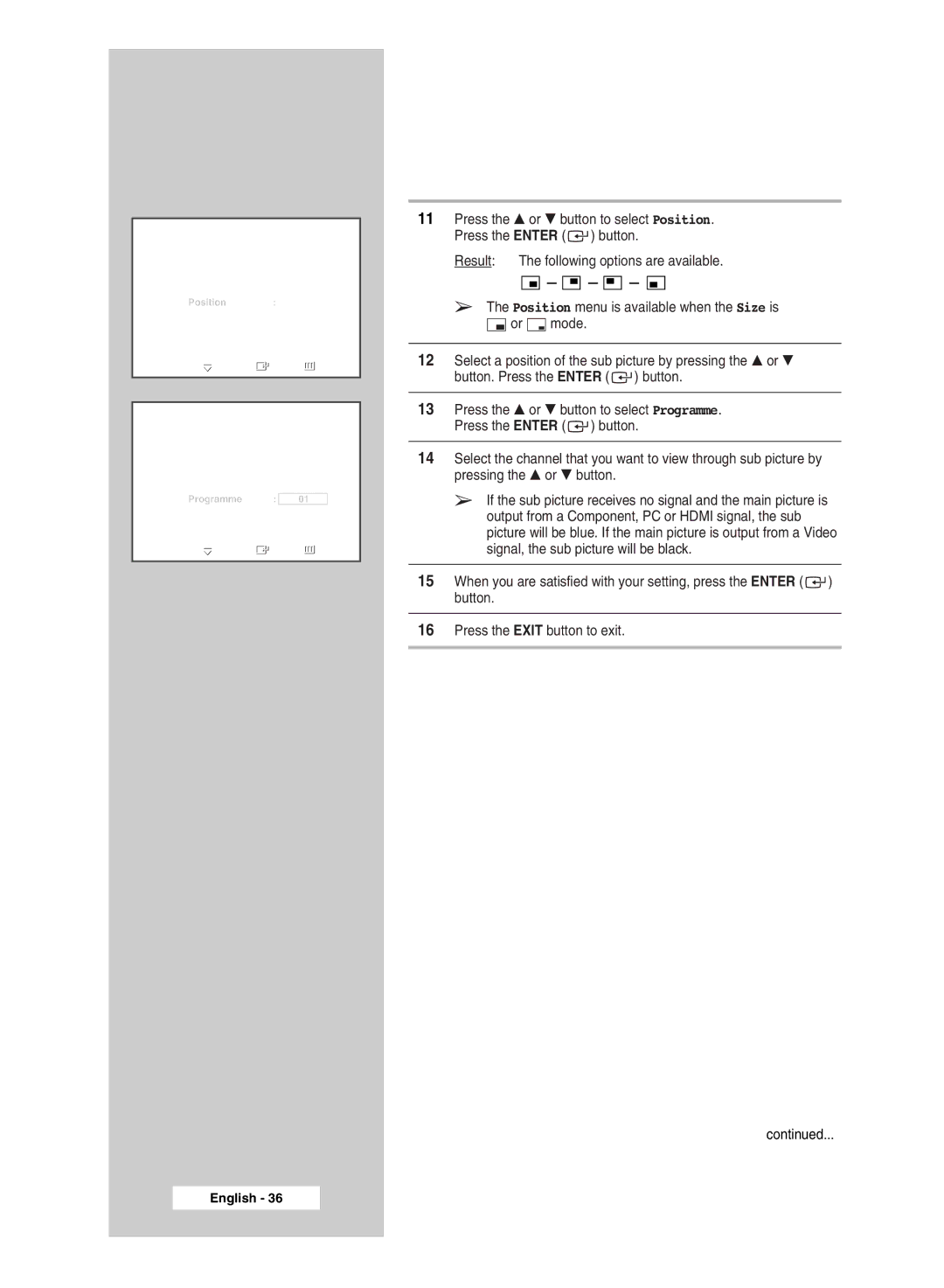 Samsung SP67L6HX manual Tvpip PIP 