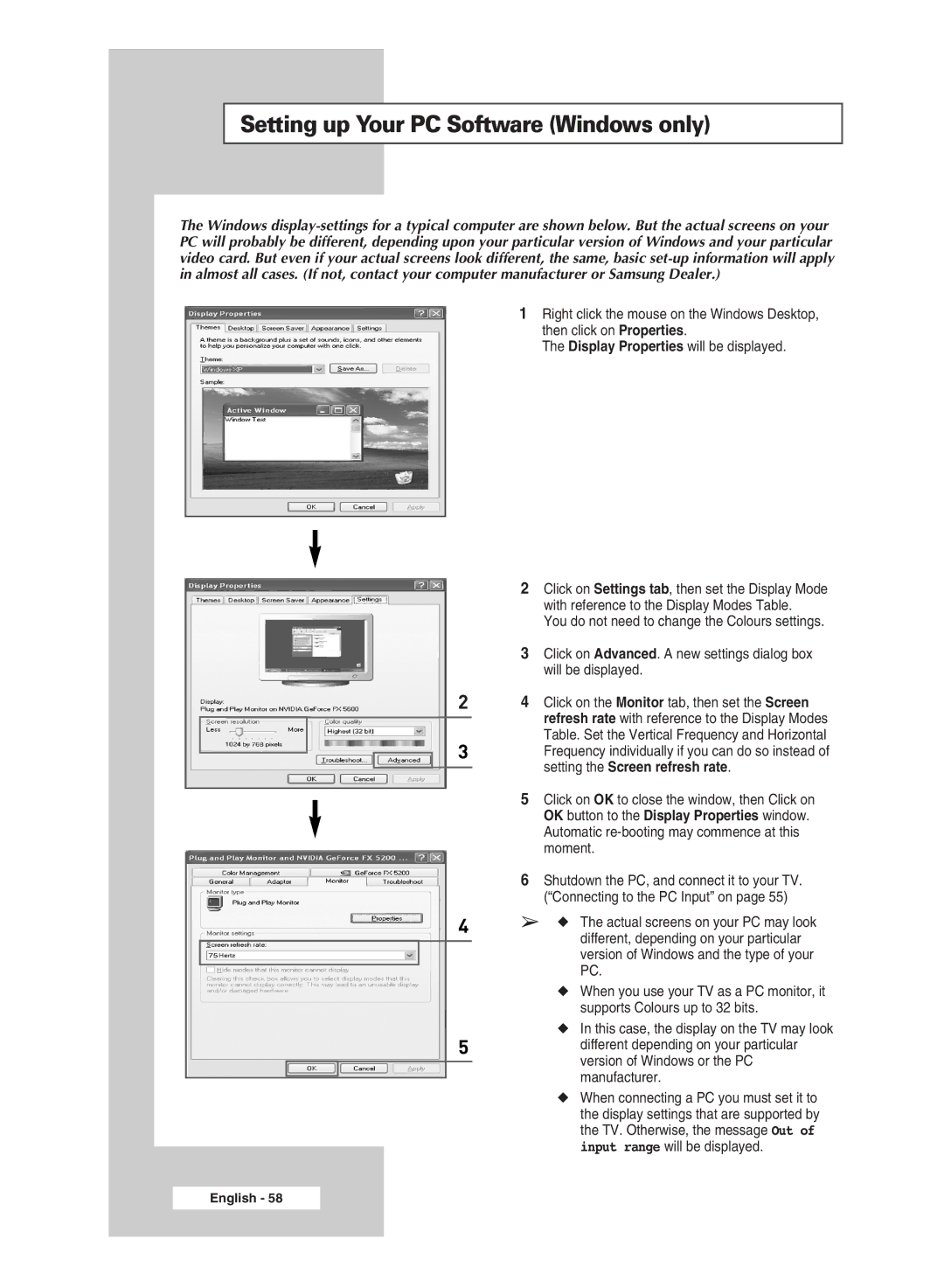 Samsung SP67L6HX manual Setting up Your PC Software Windows only 