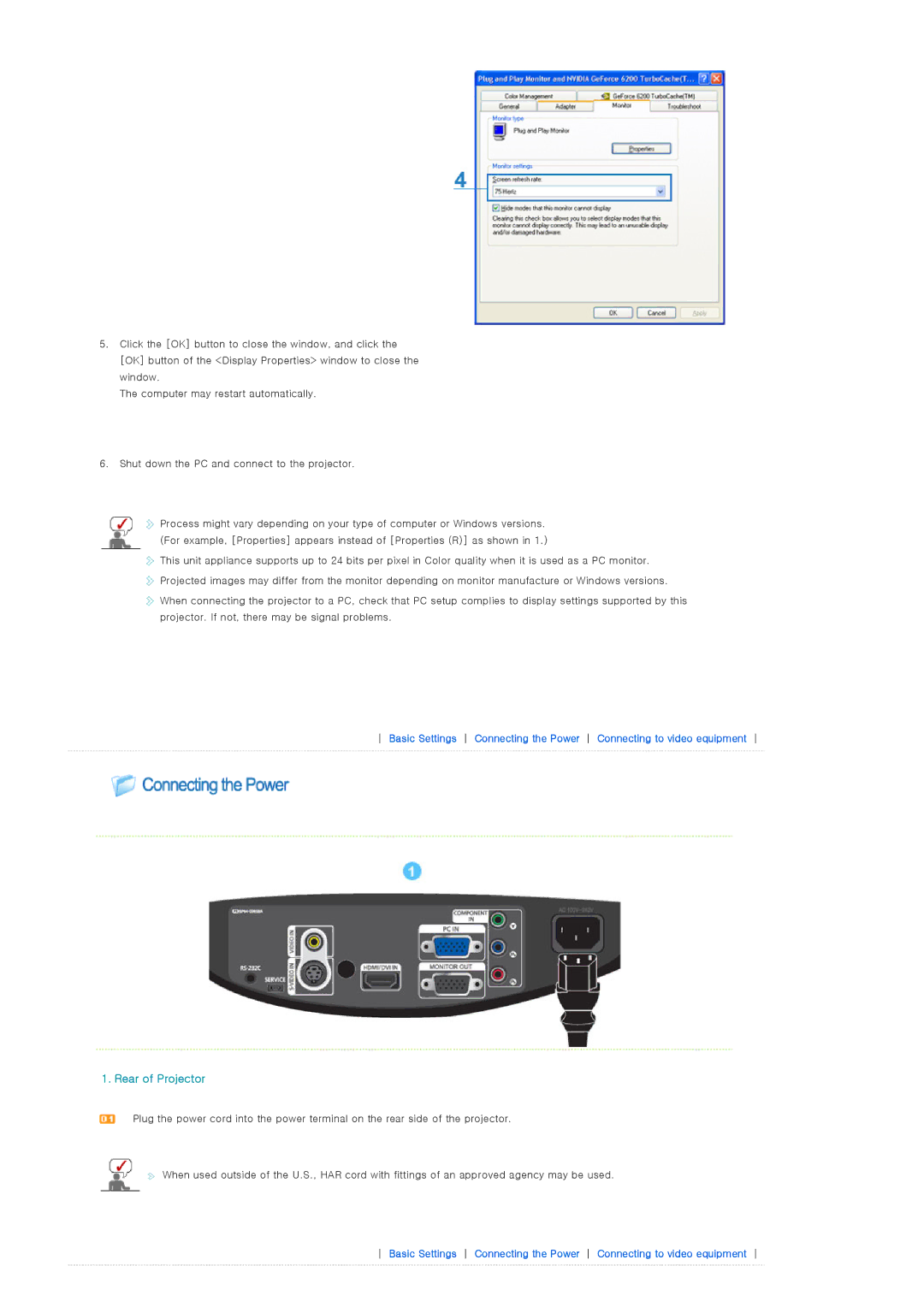 Samsung SPA400BX/EDC, SPA400BCX/EDC manual Rear of Projector 