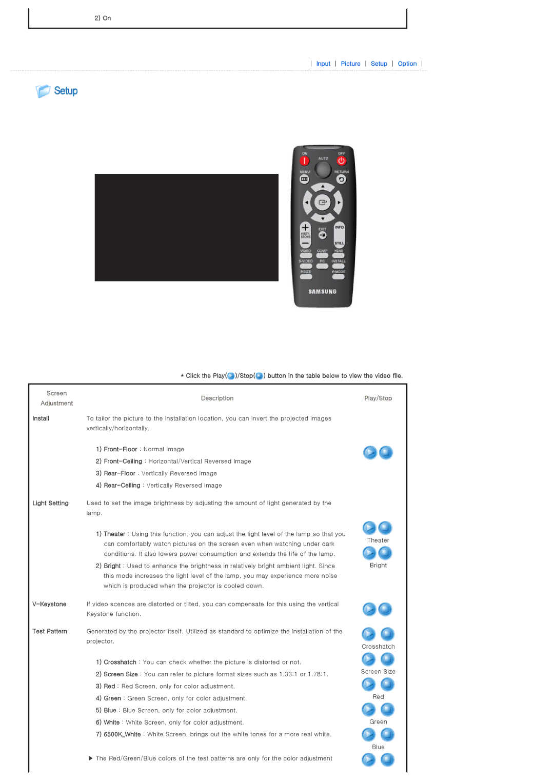 Samsung SPA400BX/EDC, SPA400BCX/EDC manual Install, Light Setting 