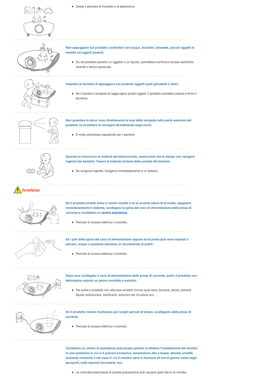 Samsung SPA400BX/EDC, SPA400BCX/EDC manual Esiste il pericolo di incendio o di esplosione 