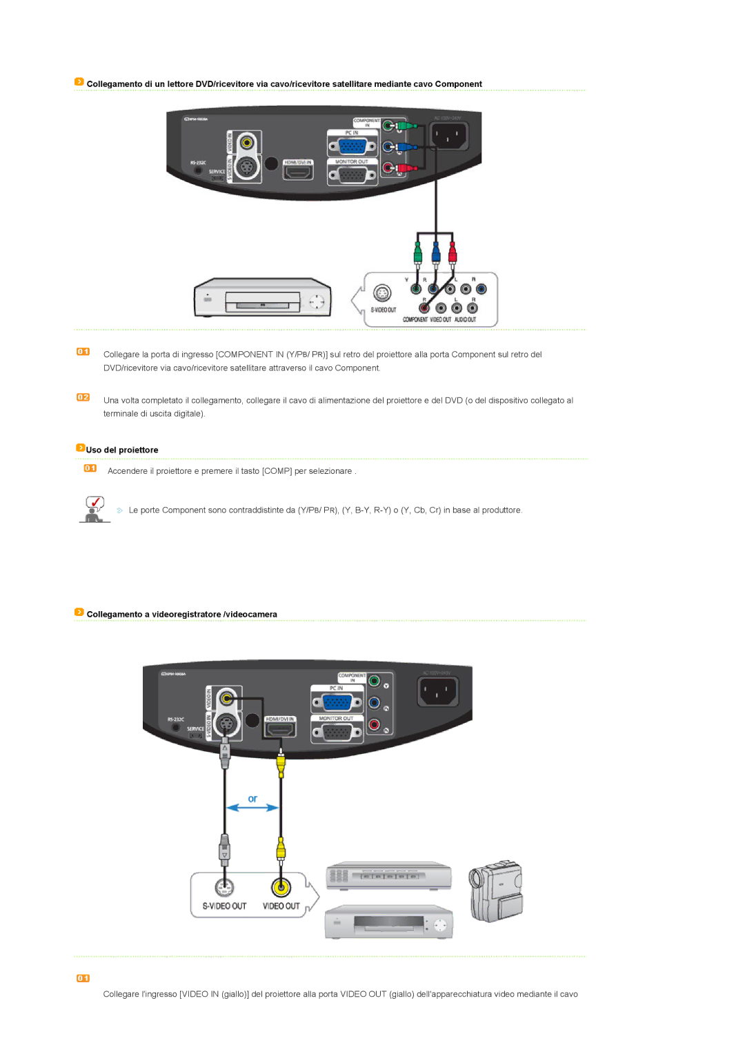 Samsung SPA400BX/EDC, SPA400BCX/EDC manual Collegamento a videoregistratore /videocamera 