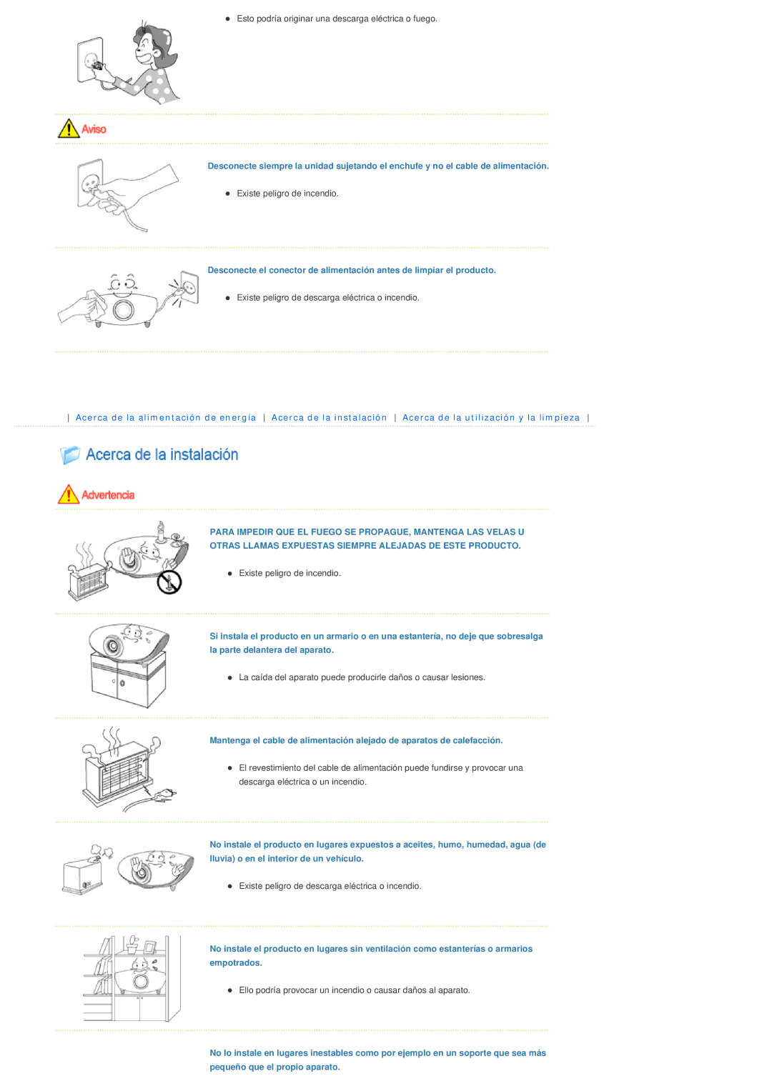 Samsung SPA400BX/EDC, SPA400BCX/EDC manual Esto podría originar una descarga eléctrica o fuego 