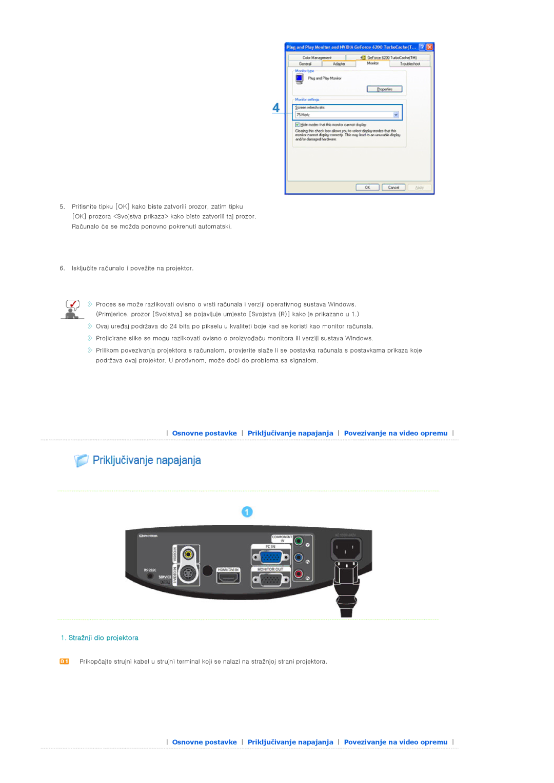 Samsung SPA400BCX/EDC manual Stražnji dio projektora 