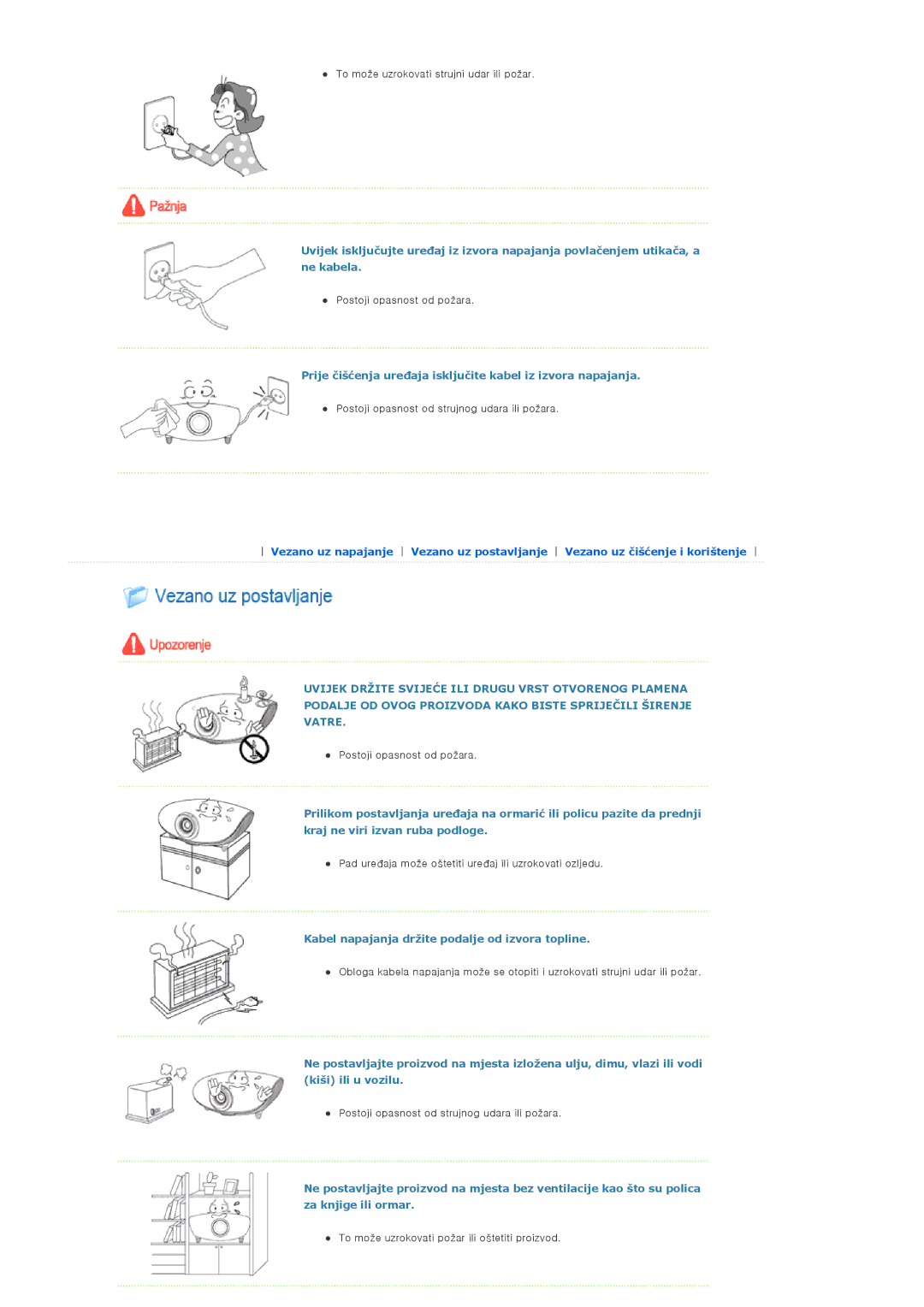 Samsung SPA400BCX/EDC manual Prije čišćenja uređaja isključite kabel iz izvora napajanja 