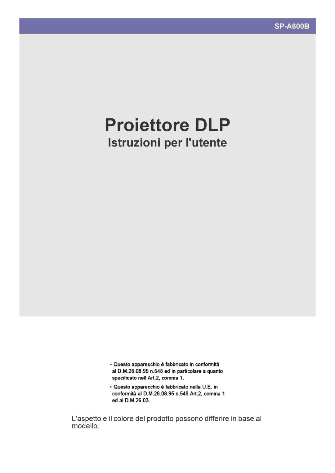 Samsung SPA600BX/EN manual DLP-projektor 