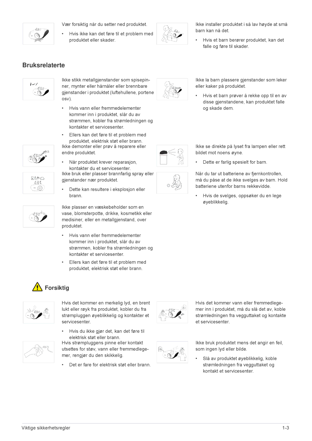 Samsung SPA600BX/EN manual Bruksrelaterte 