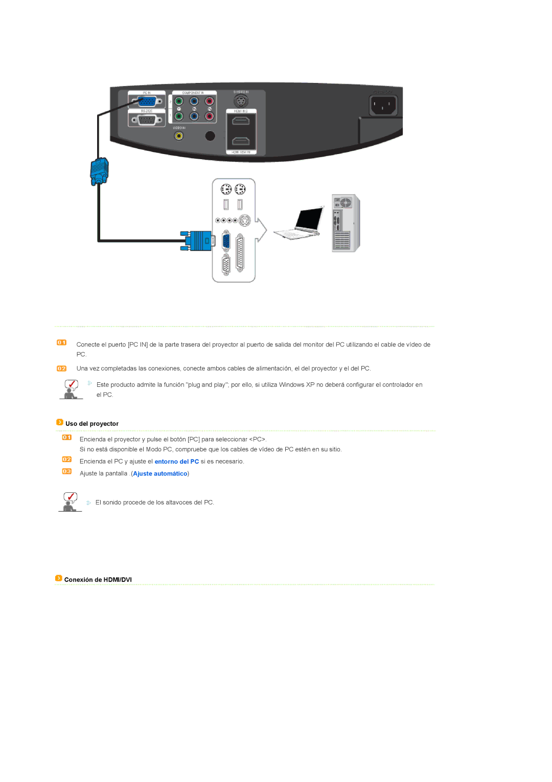 Samsung SPA800BX/EDC manual Conexión de HDMI/DVI 