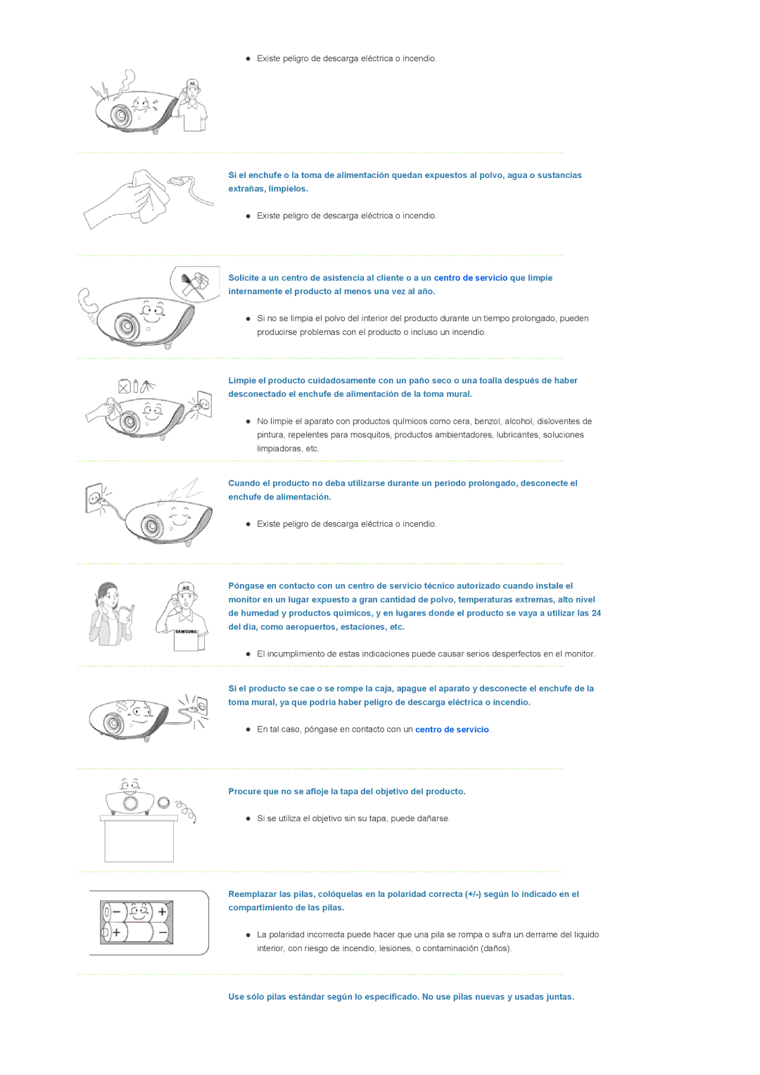 Samsung SPA800BX/EDC manual Procure que no se afloje la tapa del objetivo del producto 