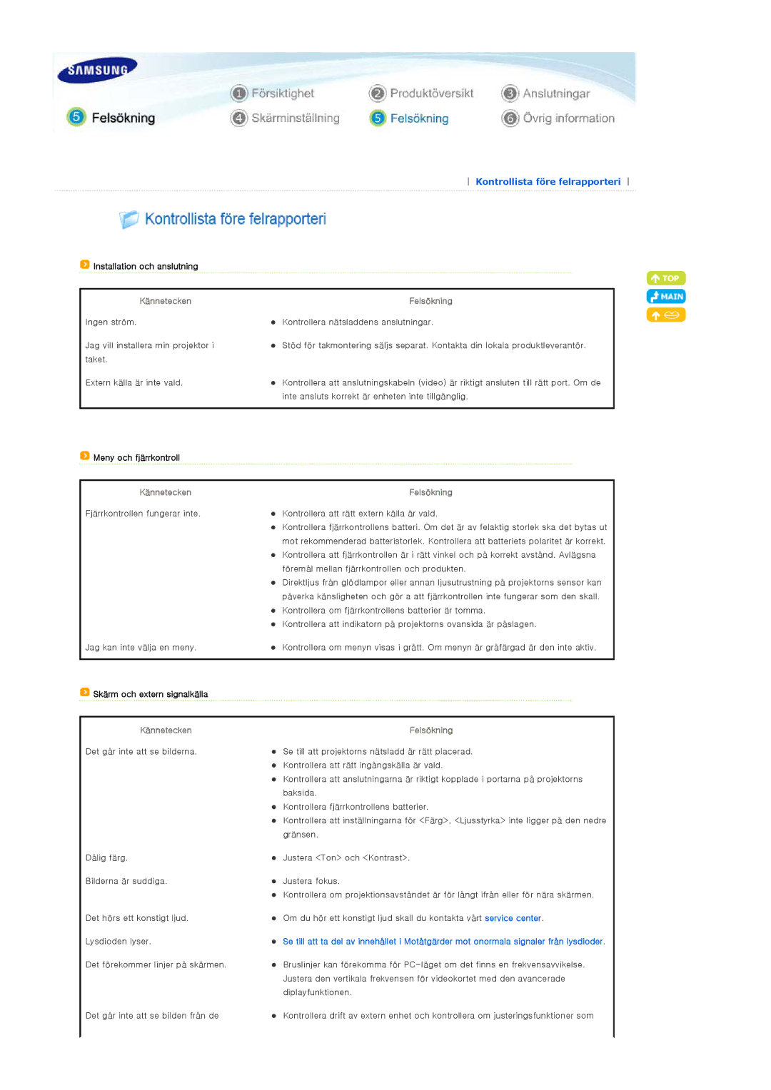 Samsung SPA800BX/EDC manual Installation och anslutning, Kännetecken, Meny och fjärrkontroll, Skärm och extern signalkälla 