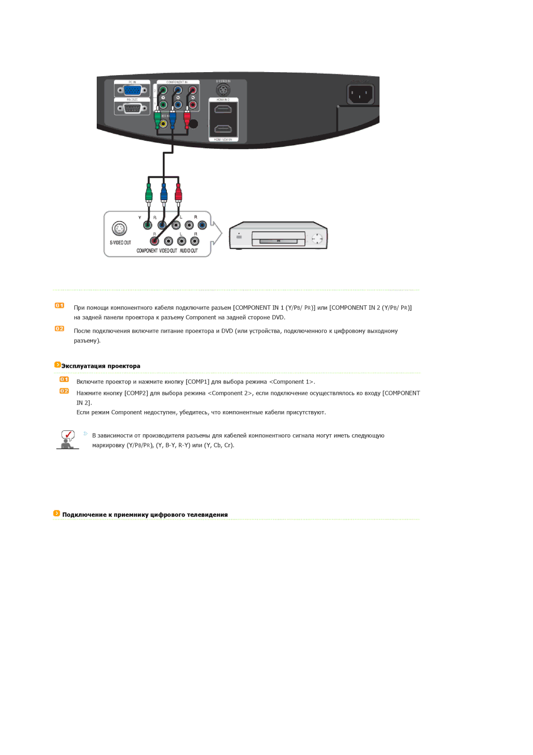 Samsung SPA800BX/EDC manual Подключение к приемнику цифрового телевидения 