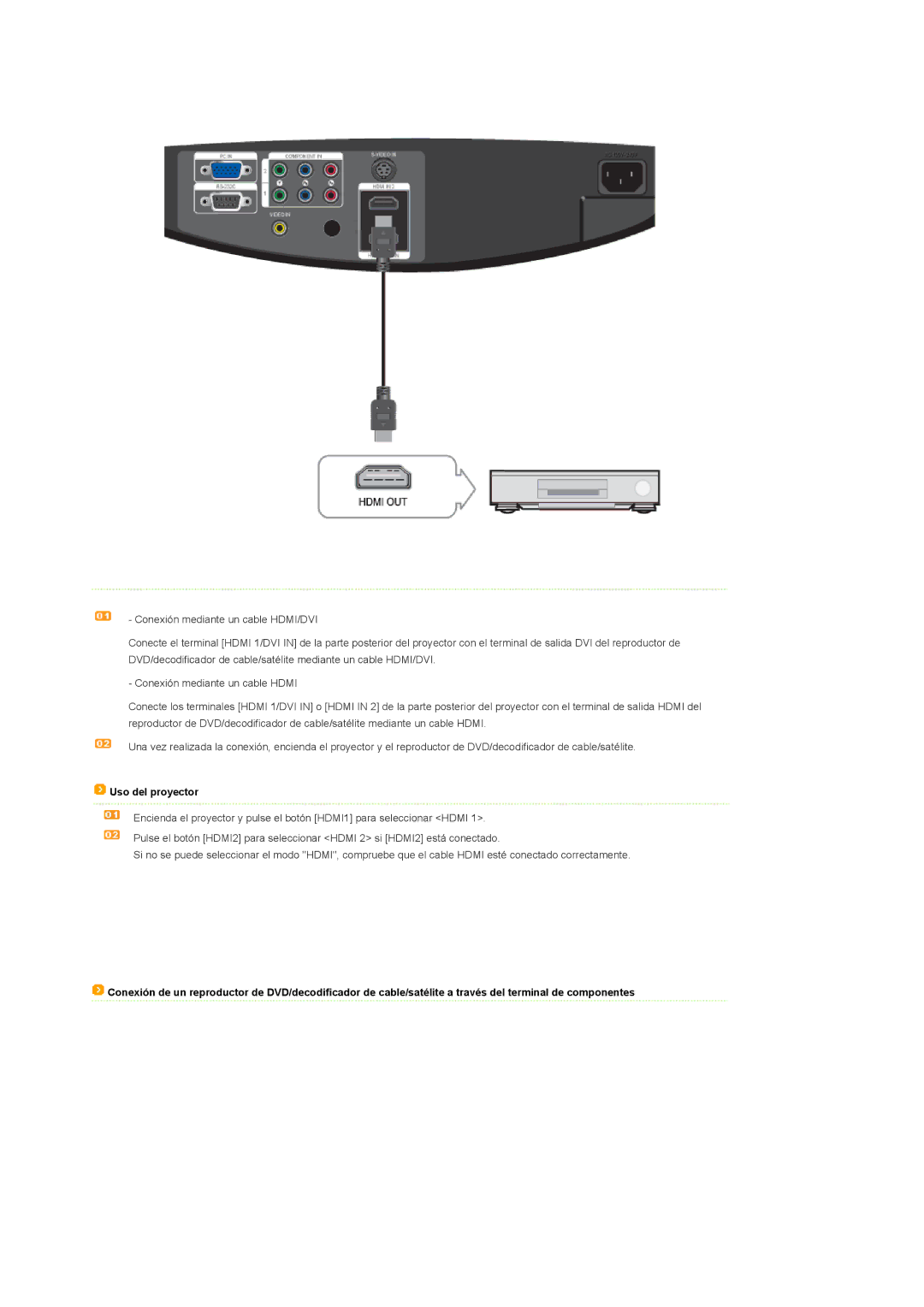 Samsung SPA900BX/EN manual Uso del proyector 