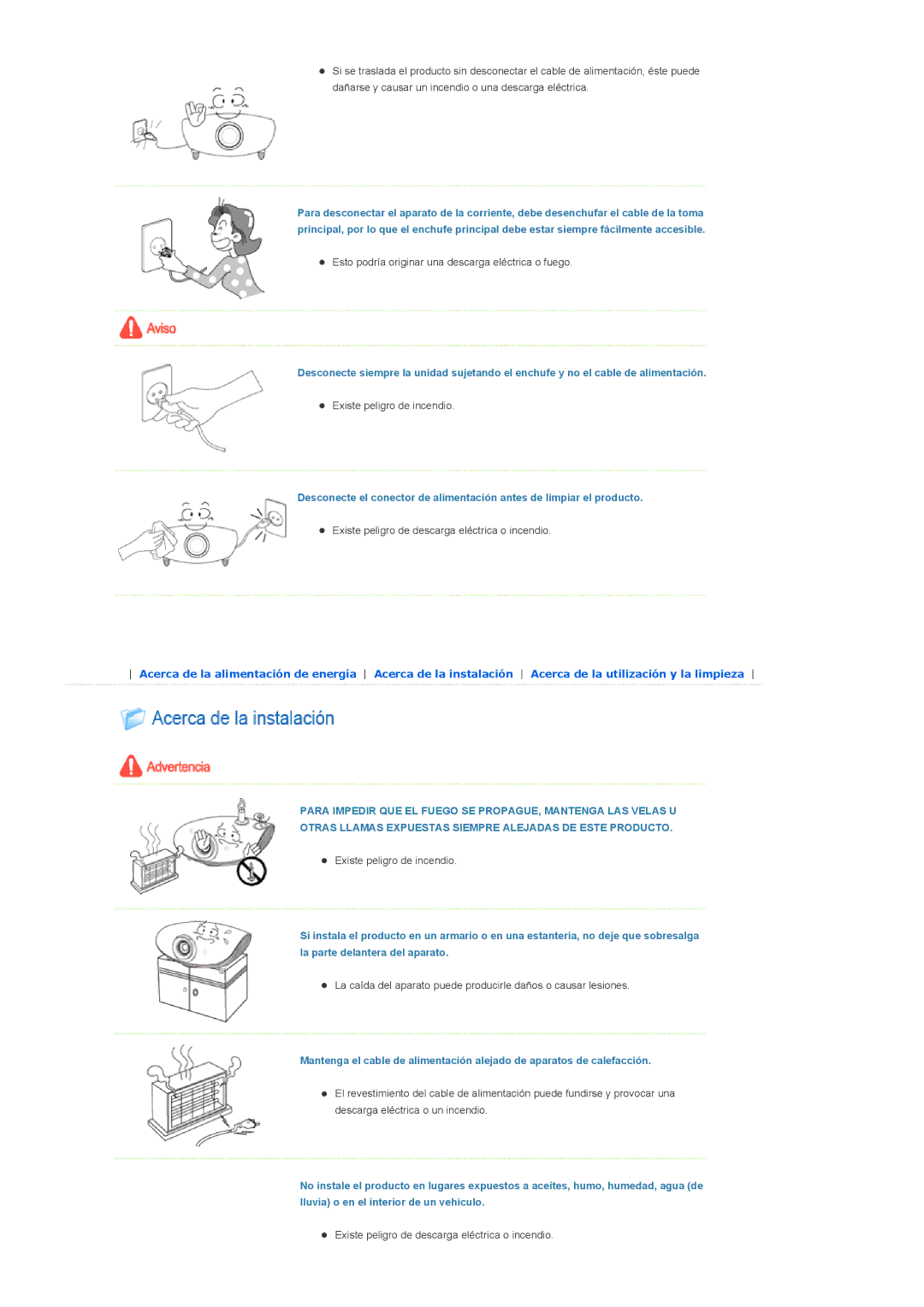 Samsung SPA900BX/EN manual Esto podría originar una descarga eléctrica o fuego 