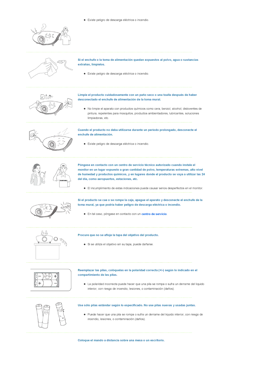 Samsung SPA900BX/EN manual Procure que no se afloje la tapa del objetivo del producto 