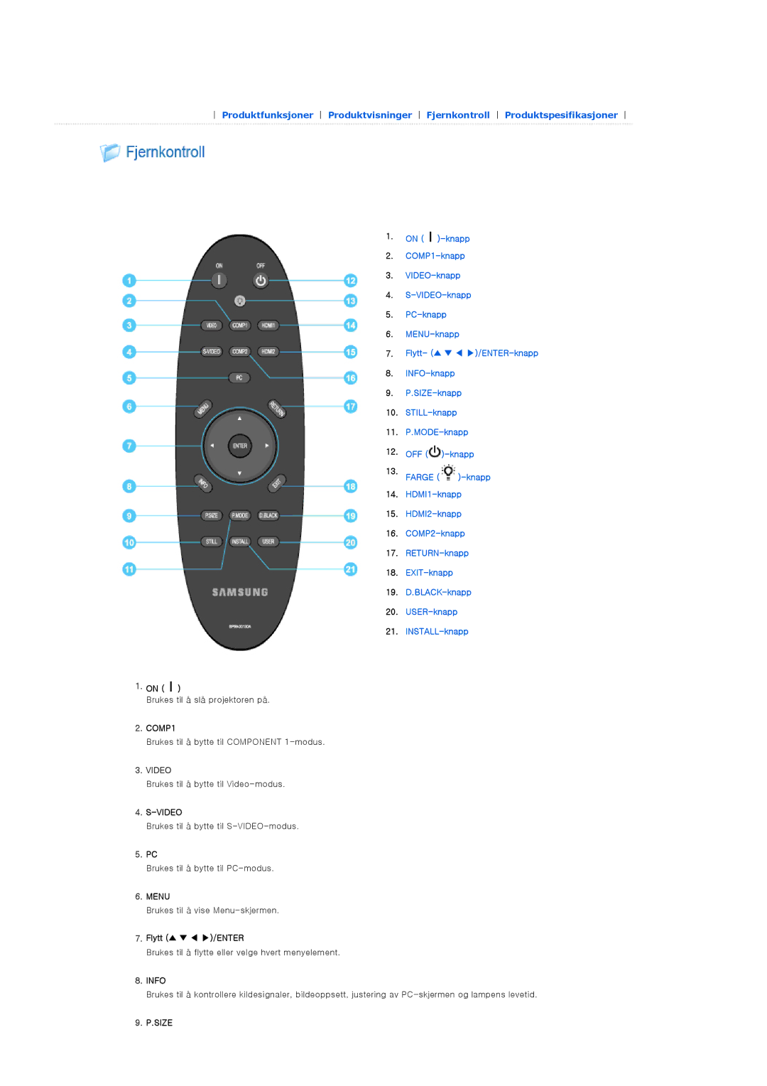 Samsung SPA900BX/EN manual COMP1, Flytt /ENTER 