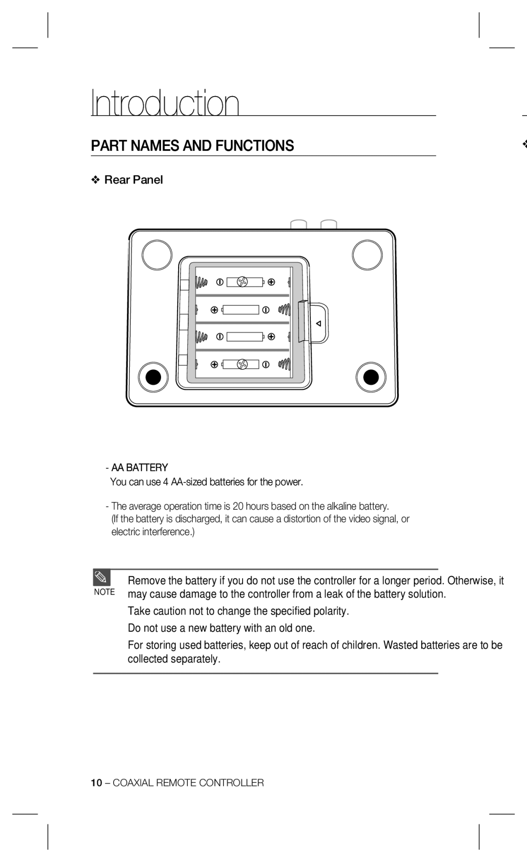 Samsung SPC-300 user manual Rear Panel, AA Battery 