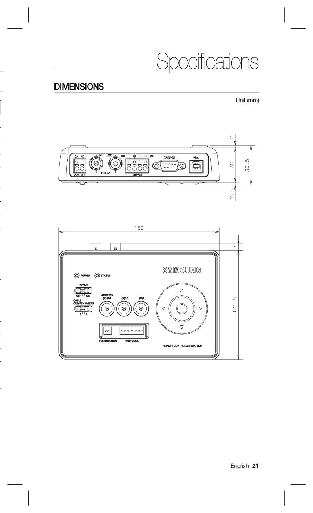 Samsung SPC-300 user manual Dimensions 