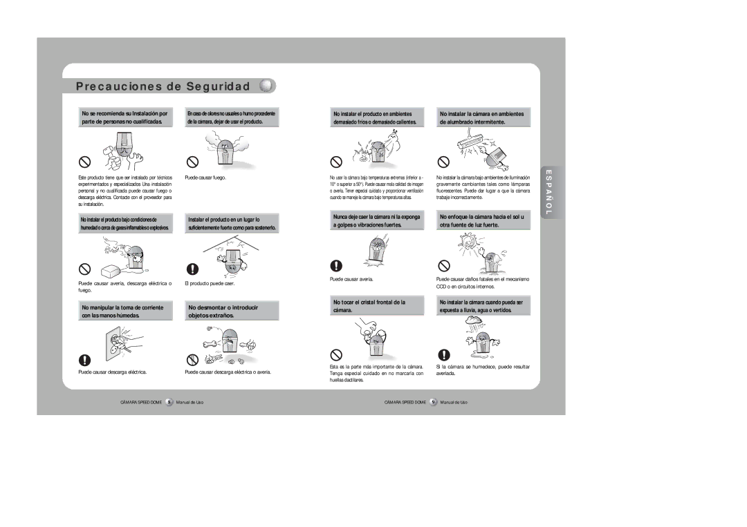 Samsung SPD-3300 instruction manual Precauciones de Seguridad, De alumbrado intermitente 