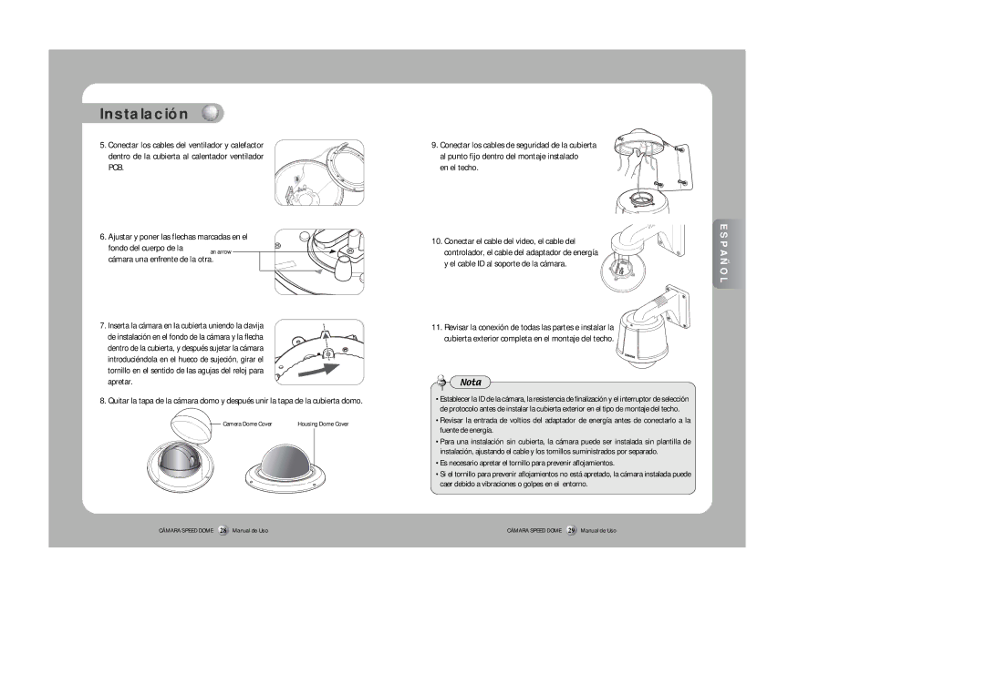 Samsung SPD-3300 instruction manual En el techo 